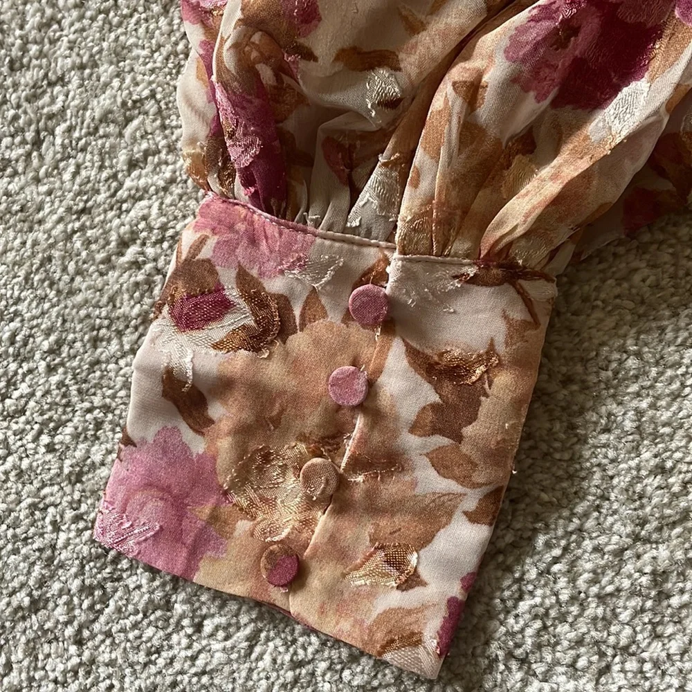 En Saison Lissandra Pink Multi Floral Cut-Out Detail Midi Dress, sz S - Picture 8 of 16